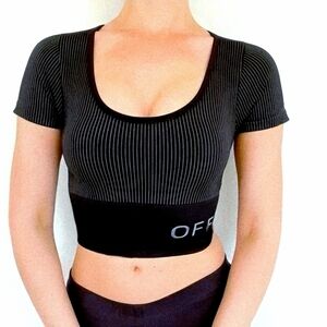 NEW OFFLINE by Aerie Sidekick Seamless Ribbed Crop Top Size Large